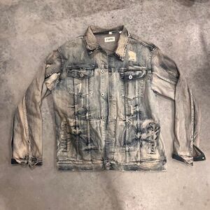 FWRD denim jacket acid wash distressed look size XXL